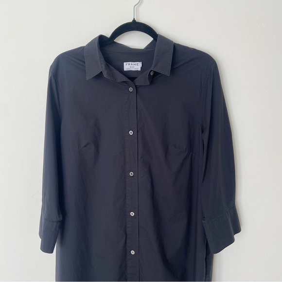 FRAME Le Poplin Shirt Dress in Black size Large - Picture 3 of 9